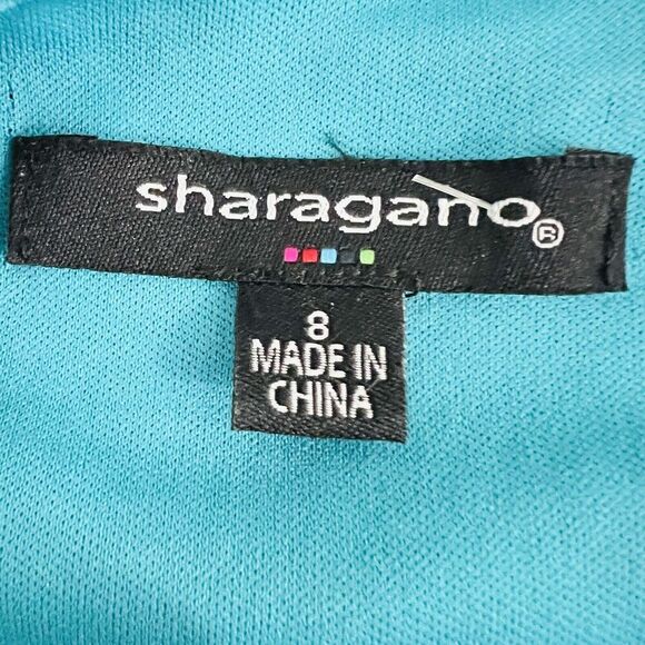 Sharagano Blue and Black Chevron Retro Bell Sleeved Midi Dress. Size 8. EUC. - Picture 7 of 9